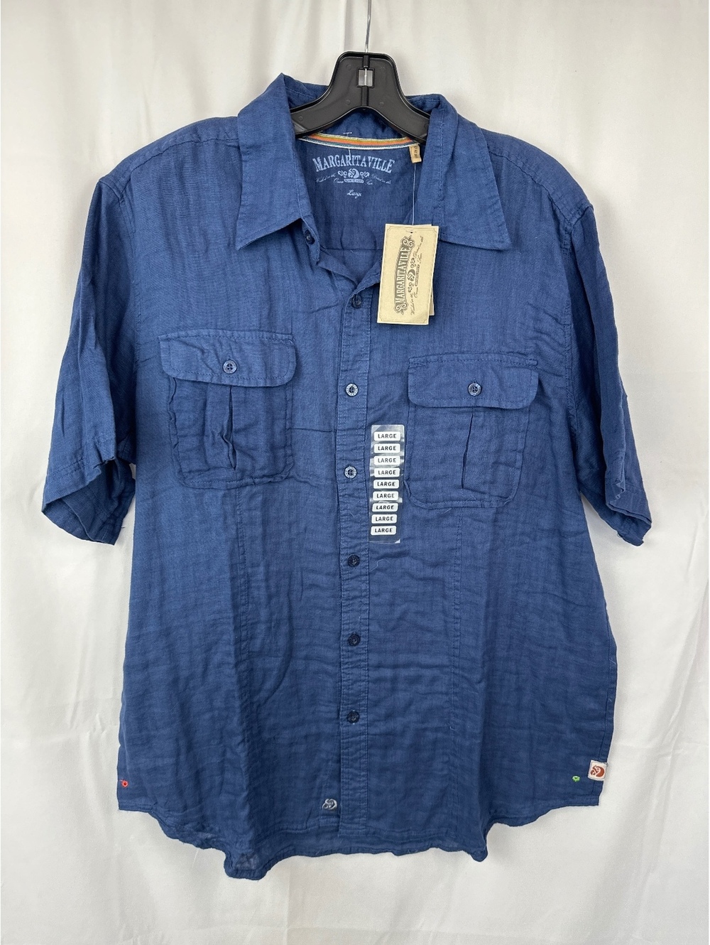 Margaritaville Men's Navy Blue 100% Cotton Short Sleeve L/XL